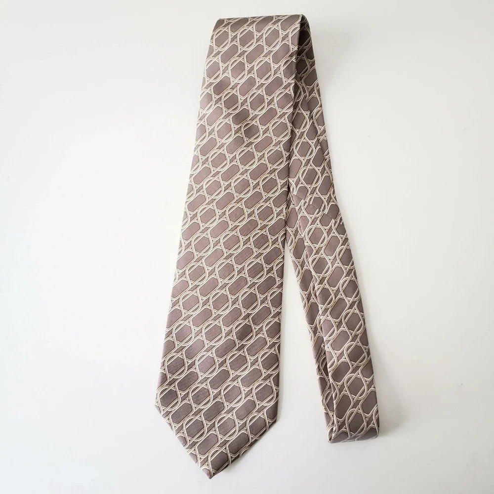 Gucci Men's Silk Interlocking Design Tie - Beige